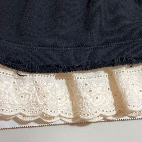 Free People Goth Black Tunic Size XS Lace Neck Stud Accents Raw Hem Layered - Picture 11 of 11